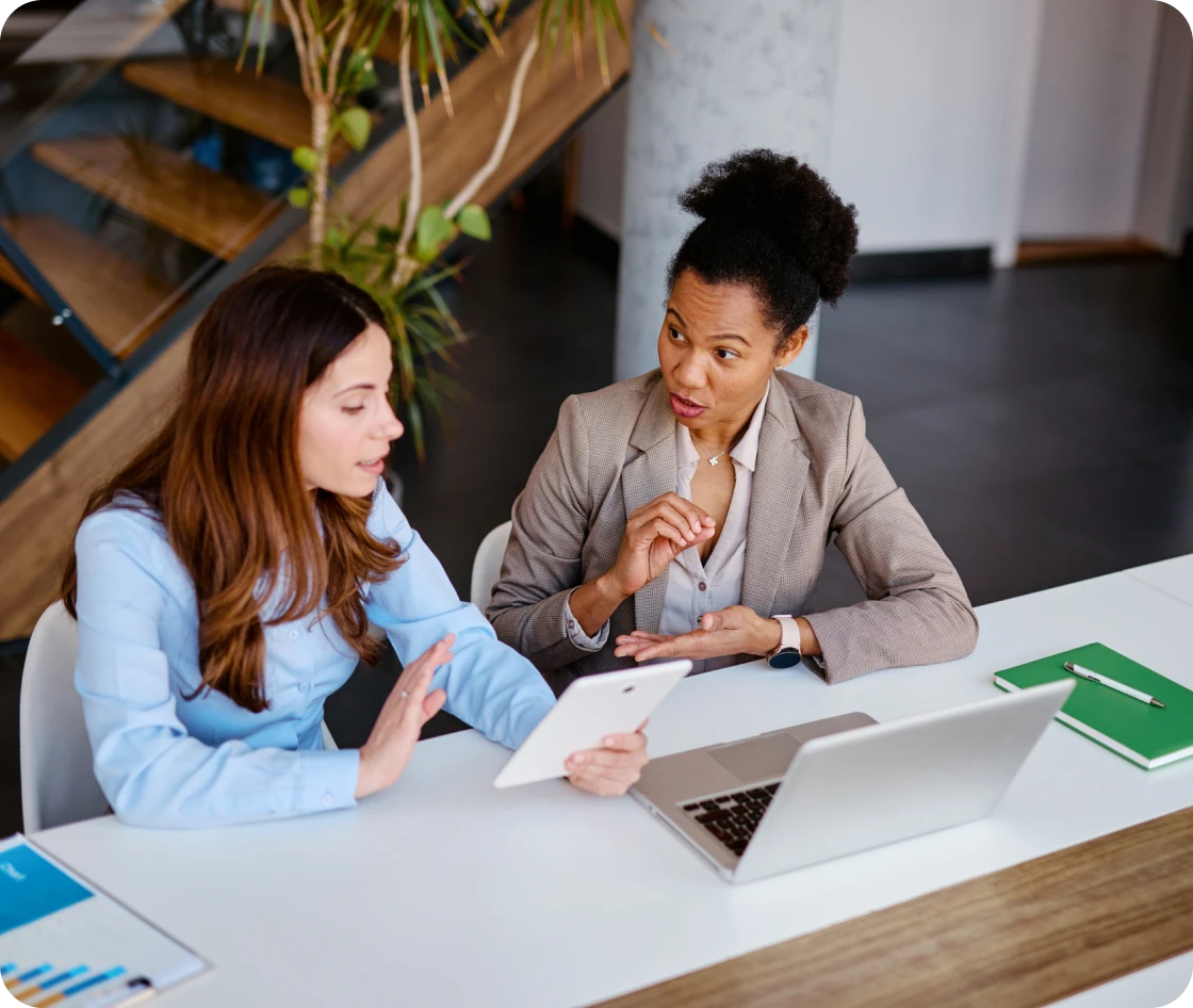 Business meeting with a laptop