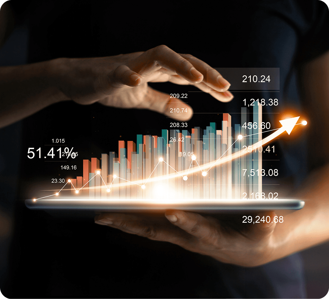 Digital graph with upward trend