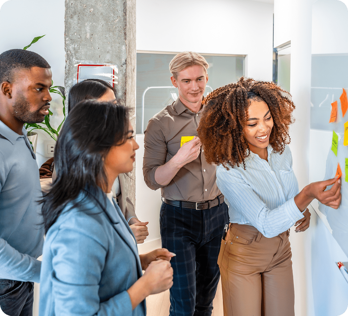 Group discussing project strategies