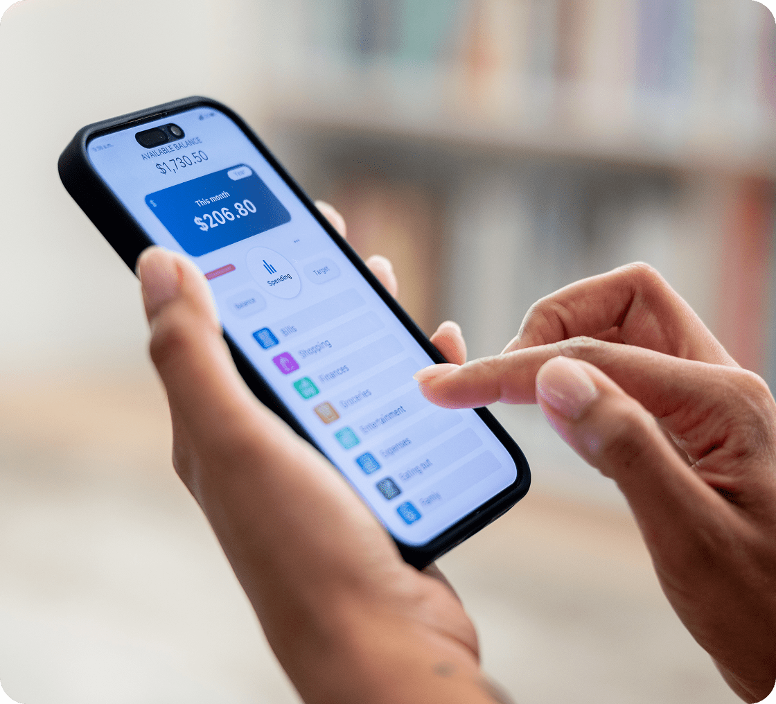 Mobile app displaying account balance