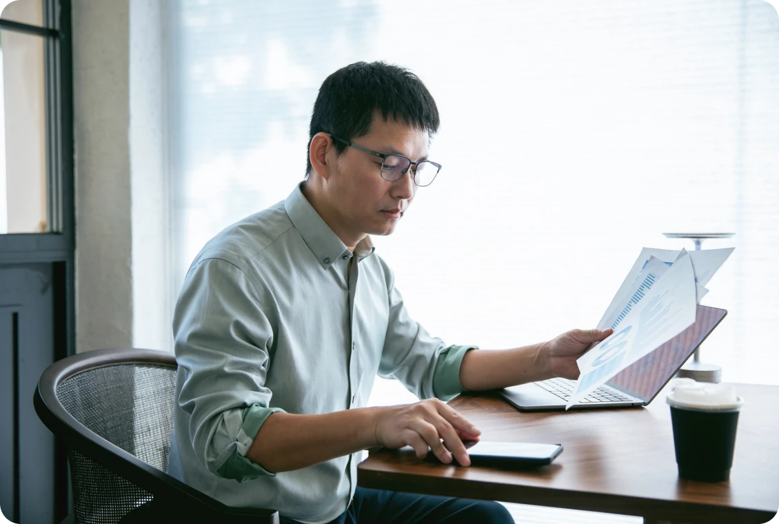 Focused individual reading documents